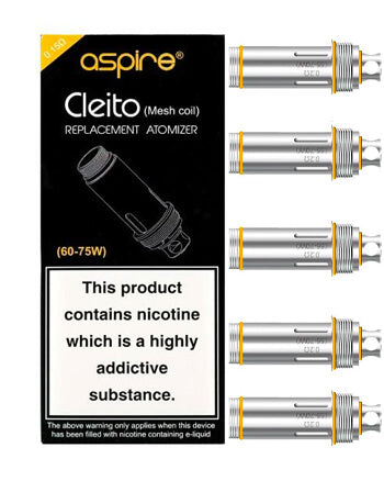 Aspire Cleito Replacement Coils use a revolutionary new coil design that frees up even more restriction in the airflow by eliminating the need for a static chimney within the tank itself. This results in an expanded flavour profile and increased vapour production. The Cleito coils combined with a caponized kanthal coil for maximum flavour. The Cleito Coils are available in 0.40 ohm, 0.20 ohm and 0.15 ohm (Mesh) London Vape House