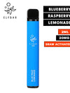 The Blue Razz Lemonade Elf Bar disposable vape kit is a simple vape kit that easily outlasts 20 cigarettes and expects roughly 600 puffs per bar!   The Elf Bar Vape is a small vape device designed for portable on-the-go vaping and delivering you 20mg of Nicotine Salt with it's 550mAh Battery. The Elf Bar has a stylish design with a rubberised and robust finish.