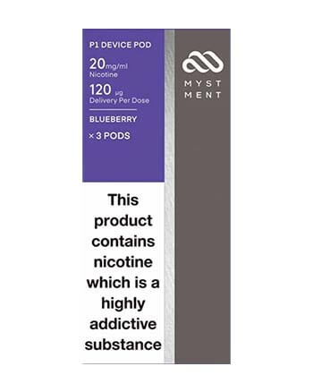 Blueberry Pods by Myst P1 offer a sweet and smooth blueberry flavour with a hint of slightly tart undertones. This flavour is easy to enjoy and these vape pods offer an all-day flavour that you'll never grow tired of.  Blue berry Myst Pods are compatible with the Myst P1 Device. These have been carefully developed for adult smokers looking to make the switch from cigarettes.  Each MYST pod is pre-filled with 1.3ml of 20mg Nicotine Salt E-Liquid which equates to approximately 300 Puffs. London Vape Housee
