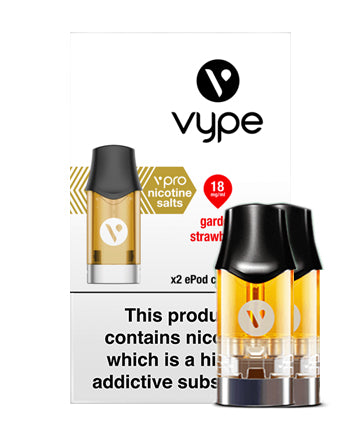 Garden Strawberry ePod vPro Prefilled Vape Pods by Vype features a powerful fusion of green fruit and ripe, delicious strawberry which blends to create an ultimate flavour for an all day fruity vape note.  Vype vPro cartridges for the Vype ePod with nicotine salts are made in the UK from premium ingredients to evolve your vaping experience London Vape House