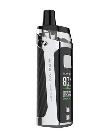 The Vaporesso Target PM80 Pod Kit is the newest Pod Mod from Vaproresso which pushes boundaries of power and crisp flavour. Powered by an internal 2000mAh battery, the Target PM80 brings longer enjoyment and vaping time. The sub-ohm pod-mod is also powered by the advanced AXON chip which is capable of an 80 Watt Max output. London Vape House