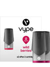 Wild Berries ePen 3 Prefilled Vape Pods by Vype features a selection of hand picked wild berries such as tasty blackberries, ripe raspberries and creamy strawberries blended with a hint of vanilla to deliver an all day vape treat for the fruit flavour lovers  Vype vPro cartridges for the Vype ePen 3 with nicotine salts London Vape House