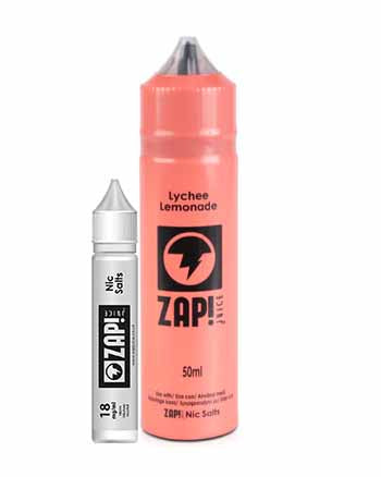 Lychee Lemonade eliquid by Zap is a tangy zest of lemonade evolving into exotic, sweet lychee. Beautifully balanced like a gymnast on a beam.  Lychee Lemonade features a 70% VG ratio which works best with sub-ohm tanks, producing clouds and flavour. Available in a 50ml 0mg short fill with room for one 18mg nicotine shot to create a 3mg, 60ml e-liquid. London Vape House