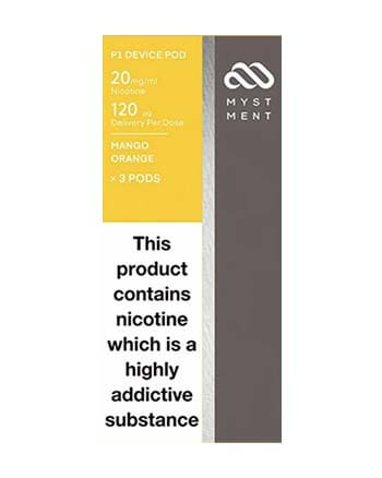 Mango Orange Pods by Myst P1 are a delicious infusion of the sweet flavours of exotic fruit, creating a perfectly balanced vape. Each pod is jam-packed with the taste of orange and mango give you a deliciously sweet vaping experience.  Mango Orange Myst Pods are compatible with the Myst P1 Device. These have been carefully developed for adult smokers looking to make the switch from cigarettes. London Vape House